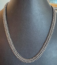 Sterling Silver Woven Chain Link 18' Necklace 925 - Total Weight 46.6 Grams