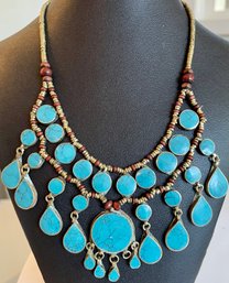 Tribal Afghan Semi Precious Stone Collar Necklace (as Is)