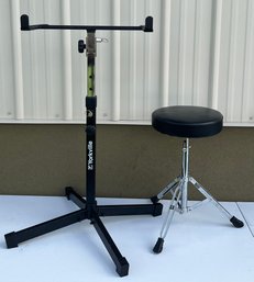 Yorkville Adjustable Mixer Stand And A Folding Drum Stool