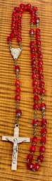 Crystal Red Faceted Glass Bead Rosery