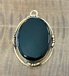 Antique Victorian 12K Gold Filled Black Onyx Pendant Pin