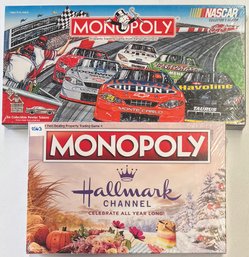 (2) Sealed Monopoly Games - Nascar Collectors Edition And Hallmark