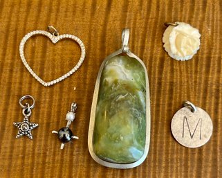 Vintage Pendants - Jasper Stone, Carved Rose, Gold Tone With Rhinestones, And More