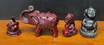 Resin Lot - Laki Hawaii, Foo Dog, Elephant, And Serpent