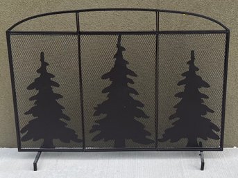 Metal Pine Tree Motif Fireplace Screen