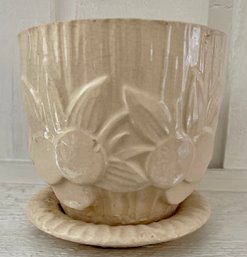 40's Mccoy Pottery Off White 6' Plant Pot - Sand Dollar - Necco Candy
