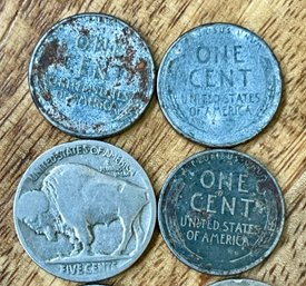 4 - Liberty Head Nickels - 1900 - 02 - 06 -  11 - (3) 1943 Lead Pennies & 1 Buffalo Head Nickle