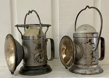 2 Vintage 1930's Delta Powerlite Mining - Railroad Lanterns