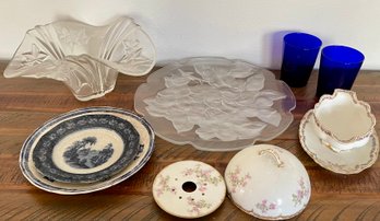 Antique And Vintage Kitchen Lot - Excelsior Ironstone Plate, Haviland Cheese Tray, Gravy Boat, And More