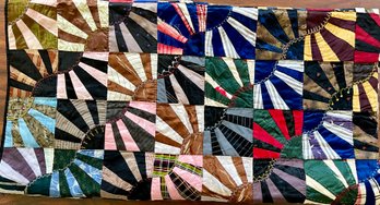 Antique Hand Stitched Crazy Quilt (As Is) 78' X 72'
