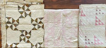 (3) Late 1800's Antique Hand Stitched Baby Quilts (As Is)
