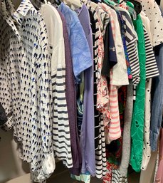 Large Lot Of Ladies Size Medium Shirts - Hang Ten, Lacoste, Knox Rose, J. Crew, And More