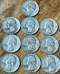 10 Silver Quarter Coins 1942 - 1961