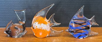 (3) Art Glass Fish Figurines