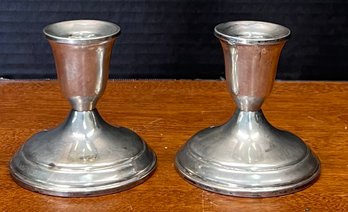 Pair Of Towle Weighted Sterling Silver Candle Holders - 332 Grams Total