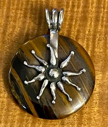 Sterling Silver & Tiger's Eye Pendant - Total Weight - 11.2 Grams