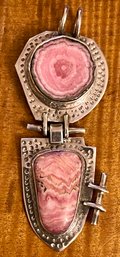 Sterling Silver & Rhodochrosite Jointed Pendant - Total Weight 18.8 Grams