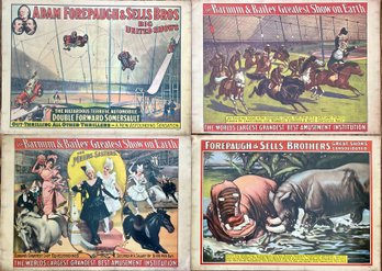 4 1960's Laminated Reproduction Barnum & Bailey And Forepaugh & Sells Brothers Circus Posters