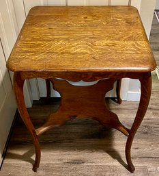 Antique Quarter Sawn Oak Parlor Table With Bottom Shelf