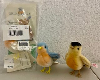 (3) Steiff Birds- (1) New In Package Martha Stewart Blue Bird