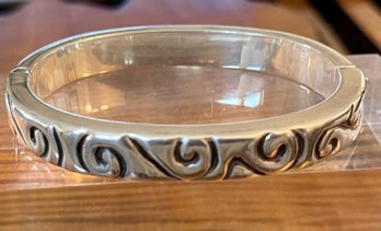 Sterling Silver Zina Scroll Hinged Bangle Bracelet - Total Weight 36 Grams