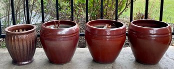 (4) Vintage Pottery Outdoor Plant Pots