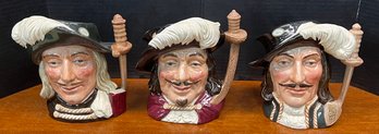 Vintage Royal Doulton The Three Musketeers 7.5' Toby Mugs - Aramis, Porthos, And Athos