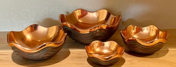 (4) Nambe Copper Canyon Lisa Smith Nesting Bowls