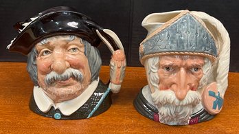 Royal Doulton 1956 Don Quixote D6455 And Sancho Panca D6456 7' Toby Mugs