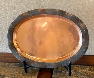 Nambe Copper Canyon Lisa Smith 18' X 13' Tray MTO227 With Stand