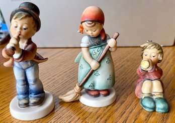 (3) Vintage Hummels - Sweeper Girl, Serenade, And Girl With Horn