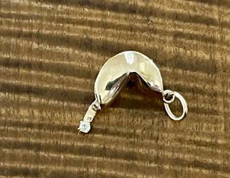 14K Gold & Diamond Fortune Cookie Pendant - Total Weight 1.5 Grams