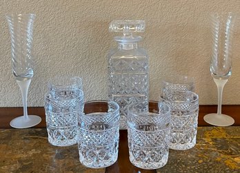 Bleikristall Crystal West Germany 8 Piece Decanter Set - 6 Glasses, Decanter, (2) Art Glass Champaign Glasses