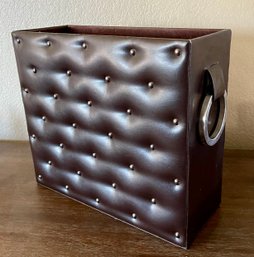 Murval Tufted Faux Leather Silver Ring Handled Storage Box Magazine Holder