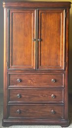 Dark Pine Wood 3 Drawer 2 Door Armoire