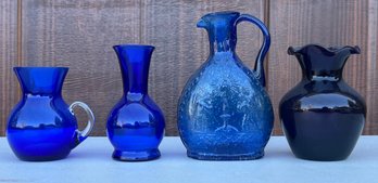 Vintage Cobalt & Purple Cruet & Small Vases ( As Is )