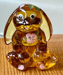 Vintage Fenton Lenox Hand Painted Art Glass Bunny - Painted By Sheela Miller