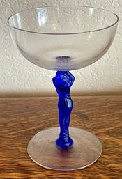 Vintage Art Glass Cobalt Glass Female Stem