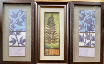 (2) N. Wyatt Jr. Leaf Prints And A Lisa Audit Leaf Print In Frames