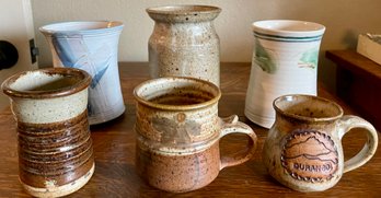Assorted Signed Studio Pottery, Mugs, And Vases