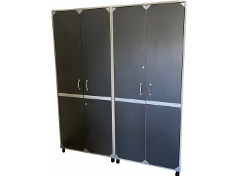 Pair Of Coleman Industrial Wood & Melamine Garage 2-door Cabinets With Keys ( As Is )