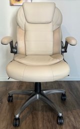 Living Style White Faux Leather Ergonomic Office Chair