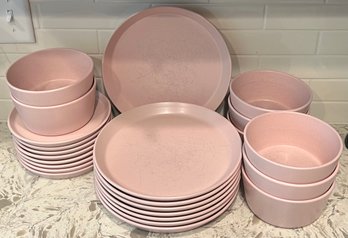 Stone & Lain Pink Dishware For 8 - Plates, Side Plates, Bowls, And 4 Cups