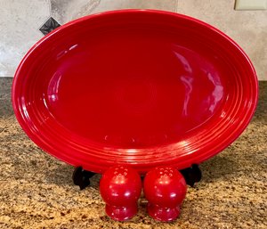 Fiesta Scarlett Oval Platter With A Pair Of Salt And Pepper