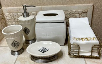 Nine & Co. Soap Dish, Cup, Lotion Dispenser, Tissue Box, And More