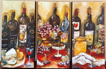 3 Piece Canvas On Board Wine Motif Hanging Wall Art