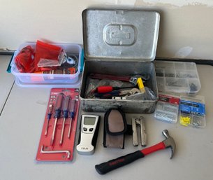 Small Tool And Hardware Lot - Multitool, Stud Finder, Craftsman Screwdrivers, And More