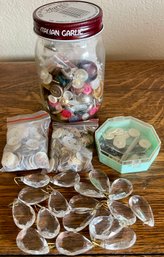 Vintage Button And Crystal Prism Lot
