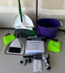 Cleaning Lot - Cordless Vacuum  With Attachments, Brooms, Microfiber Wash Mits, And More