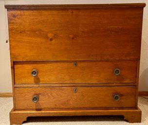 Gorgeous Antique Early Pine Blanket Chest - 2 Drawer With Lift Top